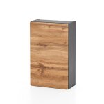 Armoire murale kornel / luna en gris graphite �quip�e dune porte avec d�cor en ch�ne et de 2 �tag�res. ...