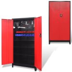 Vidaxl armoire � outils avec 2 portes acier 90x40x180 cm noir et rouge
