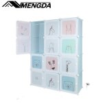 Armoire penderie 12 cube �tag�re de rangement - mengda - bleu - m�tal - chambre