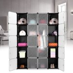 Armoire penderie 20 cubes modulaire tagres plastique 183 cm x 37 cm x 147 cm meuble de rangement de ...
