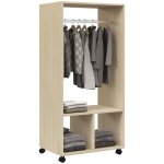 Homcom - armoire de rangement penderie - panneaux de particules classe e1 - 60x40x128cm - bois naturel ...