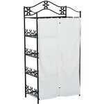 Armoire penderie multi rangements 5 �tag�res m�tal noir motif fleurs 2 rideaux 84l x 42l x 159h cm