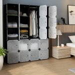 Armoire penderie portable 20 casiers cubes de stockage modulaire tagre de rangement assemblage facile ...