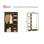 Armoire penderie en tissu marron huole pour entr�e chambre ou camping - 110 x 45 x 178 cm