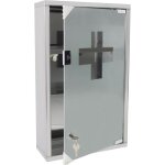 Armoire � pharmacie - yuenfong - inox - 3 compartiments - verrouillable - porte en verre