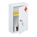 Relaxdays armoire  pharmacie verrouillable vide 2 compartiments meuble mural hlp: 32 x 215 x 8 cm blanc ...