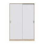 Armoire placard avec 2 portes coloris chne canadien blanc artic - longueur 120 x hauteur 200 x profondeur ...
