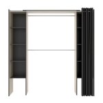 Armoire placard extensible coloris naturel - graphite - longueur 110 - 180 x hauteur 205 x profondeur ...