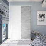 Armoire placard meuble de rangement 2 portes coulissantes en bois hauteur200 x longueur120 cm x profondeur50 ...