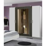 Armoire placard meuble de rangement coloris blanc - graphite - longueur 225 x hauteur 210 x profondeur ...