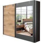 Armoire placard meuble de rangement coloris ch�ne fonc� - longueur 225 x hauteur 210 x profondeur 65 ...