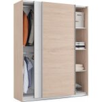 Armoire placard - meuble de rangement coloris effet bois - blanc - hauteur 200 x longueur 150 x profondeur ...