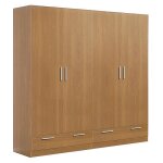 Armoire placard de rangement arcade de 4 portes + 2 tiroirs coloris merisier - longueur 202 x profondeur ...