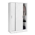Armoire placard de rangement deko de 2 portes coulissantes coloris blanc - longueur 122 x profondeur ...