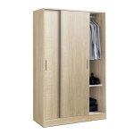 Armoire placard de rangement deko de 2 portes coulissantes coloris ch�ne cambrian - longueur 122 x profondeur ...