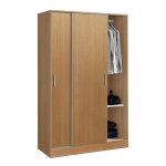 Armoire placard de rangement deko de 2 portes coulissantes coloris merisier - longueur 122 x profondeur ...