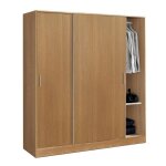 Armoire placard de rangement rosa de 2 portes coulissantes coloris merisier - longueur 182 x profondeur ...