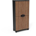 Armoire - plastiken - space - saver - 90 cm - 4 étagères - noir / bois Armoire - plastiken - space - saver - 90 cm - 4 étagères - noir / bois