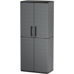 Armoire porte - balai - tood - 2 portes + 3 �tgag�res en polypropyl�ne - 68 x 37 x h. 163 cm - gris