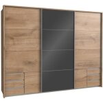 Armoire  portes coulissantes en imitation chne poutre - l270 x h210 x p65 cm