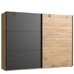 Armoire portes coulissantes portland style industriel 250 cm ch�ne graphite