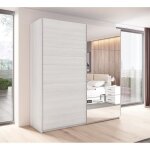Armoire 2 portes coulissantes 220cm coloris blanc avec miroir. collection floyd Armoire 2 portes coulissantes 220cm coloris blanc avec miroir. collection floyd