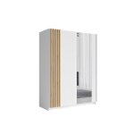 Armoire 2 portes coulissantes 150 cm - blanc et chne - collection varia