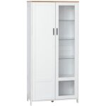 Armoire de cuisine - homcom - buffet vaisselier meuble vitrine 2 portes �tag�res r�glables 9 compartiments ...