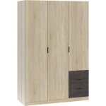 Armoire de rangement de 3 portes coloris chene canadien - dim : l. 121 x h. 180 x p. 52 cm