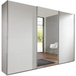 Armoire de rangement 3 portes coulissantes edwig 270 cm blanc / miroir