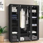 Armoire de rangement amovible penderie dressing en tissu intiss� oobest - noir - 175 x 150 x 45 cm
