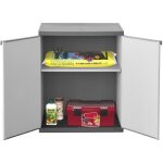 Armoire de rangement basse en rsine tood - 1 tablette - 2 portes - gris