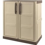 Armoire de rangement basse en r�sine tood - taupe / �cru - 1 tablette - plastique recyclable