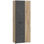 Armoire de rangement - bton gris fonc / chne - 687 x 365 x 1811 cm