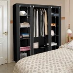Armoire de rangement - homewell - yipeema - 3 portes - noir - 150 x 45 x 175 cm