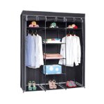 Armoire de rangement penderie dressing en toile coloris noir - longueur 150 x profondeur 45 x hauteur ...