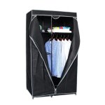 Armoire de rangement penderie dressing en toile coloris noir - longueur 88 x profondeur 45 x hauteur ...