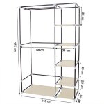 Armoire de rangement pliable kedia - beige - 110 * 45 * 175cm - fermeture � glissi�re