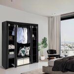 Armoire de rangement en tissu - homewell - 150x45x175cm - noir - contemporain - design - 3 portes
