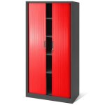 Armoire rideaux de bureau mtallique 4 tagres porte roulante tle dacier verrouillable 185 cm x 90 ...