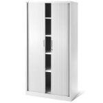 Armoire rideaux de bureau mtallique 4 tagres porte roulante tle dacier verrouillable 185 cm x 90 ...