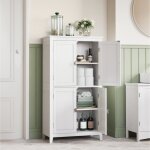 Armoire de salle de bain avec 4 portes 60 x 30 x 110 cm meuble de rangement placard de cuisine �tag�res ...