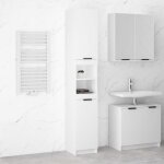 Armoire de salle de bain - blanc - bois ding�nierie - 3 compartiments - 32x34x1885 cm - montage facile ...