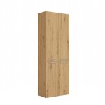 Armoire de salle de bain ellos - meuble colonne 2 paniers - marron aspect bois