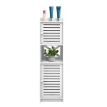 Armoire de salle de bain huole blanche avec portes et �tag�re - style scandinave - moderne - a poser ...