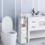 Armoire de salle de bain mengda - colonne �tag�re - bois massif - blanc - 20 * 20 * 80cm