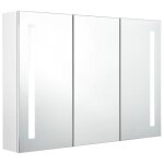 Armoire de salle de bain - salalis - sp0407 - miroir led - 3 portes - 5 tagres - blanc brillant
