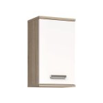 Armoire de salle de bain � suspendre - d�cor blanc et ch�ne - 1 porte - h688 x p29 x l402 cm - veris