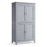 Vasagle armoire de salle de bain meuble de rangement placard de cuisine avec 4 portes �tag�res r�glables ...