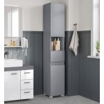 Armoire de salle de bain colonne avec tiroir tagres rglables compartiments 30 x 30 x 170 cm gris mystique ...
